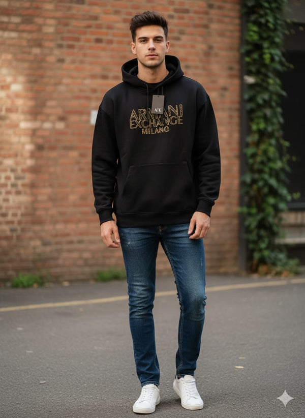ARMANI EXCHANGE Ember Noir Luxe Fit Graphic Hoodie