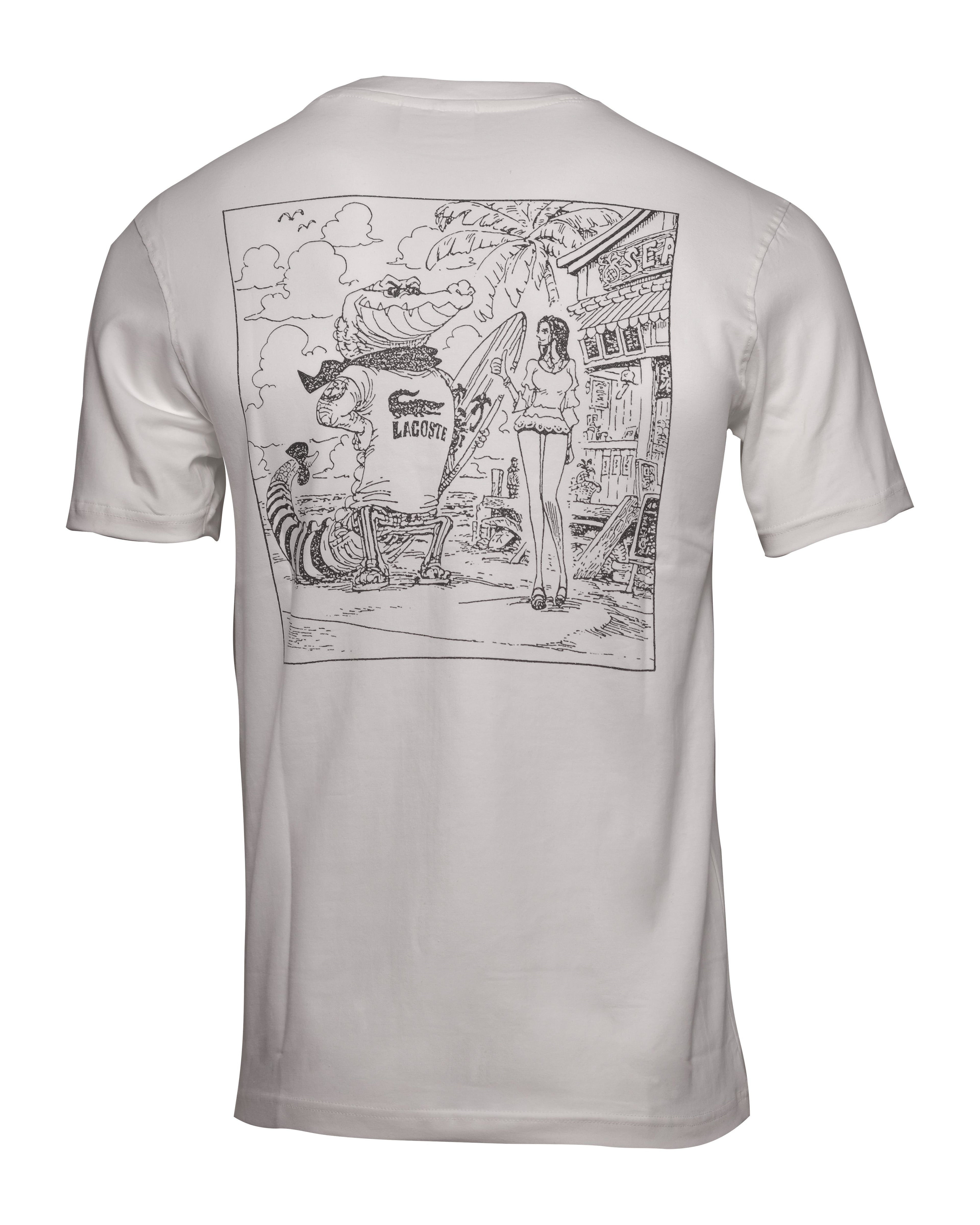 LACOSTE Cloud Cream Classic Fit Surfing Croc Graphic Tee