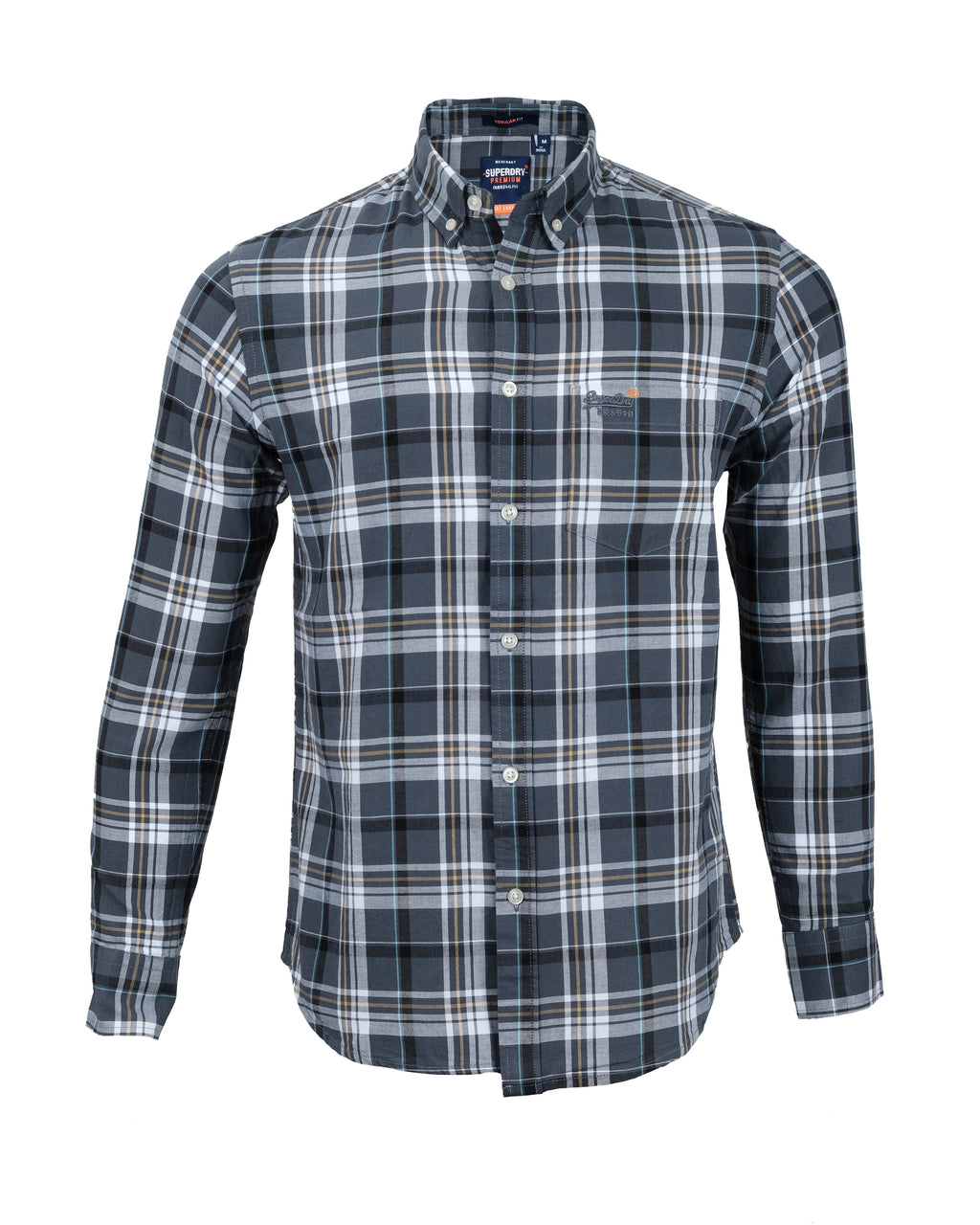 SUPERDRY Midnight Slate Slim Fit Long Sleeve Check Shirt