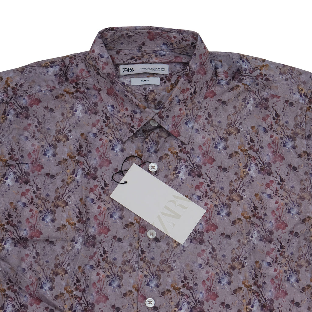 ZARA Blush Petal Slim Fit Short Sleeve Casual Shirt