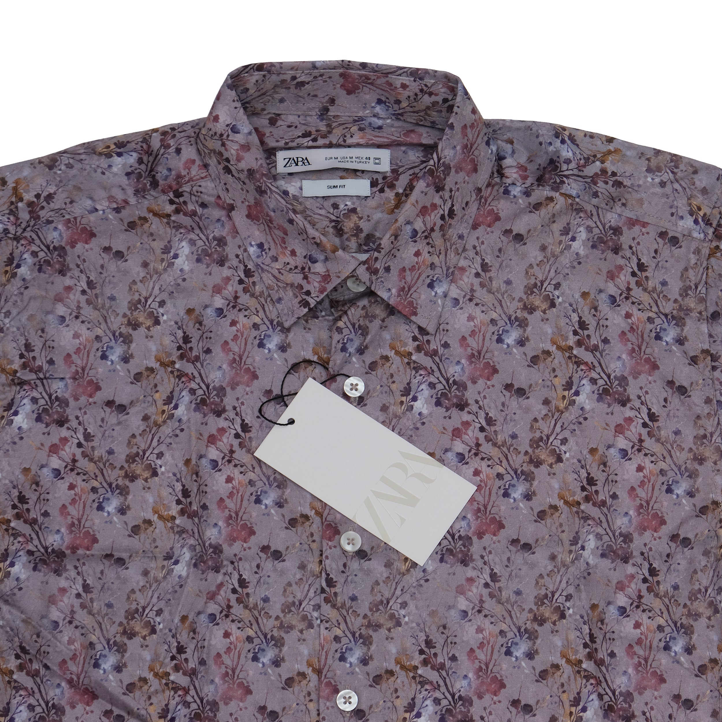 ZARA Blush Petal Slim Fit Short Sleeve Casual Shirt