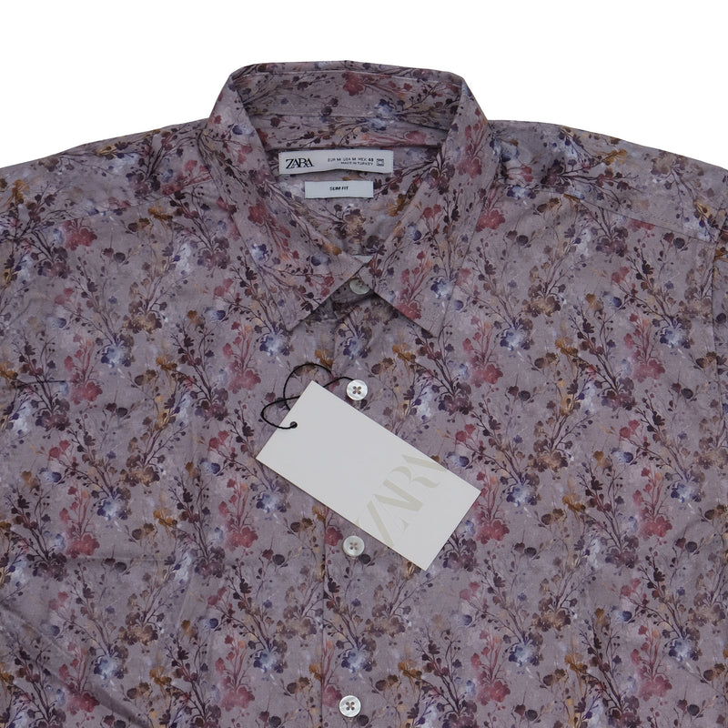 ZARA Blush Petal Slim Fit Short Sleeve Casual Shirt