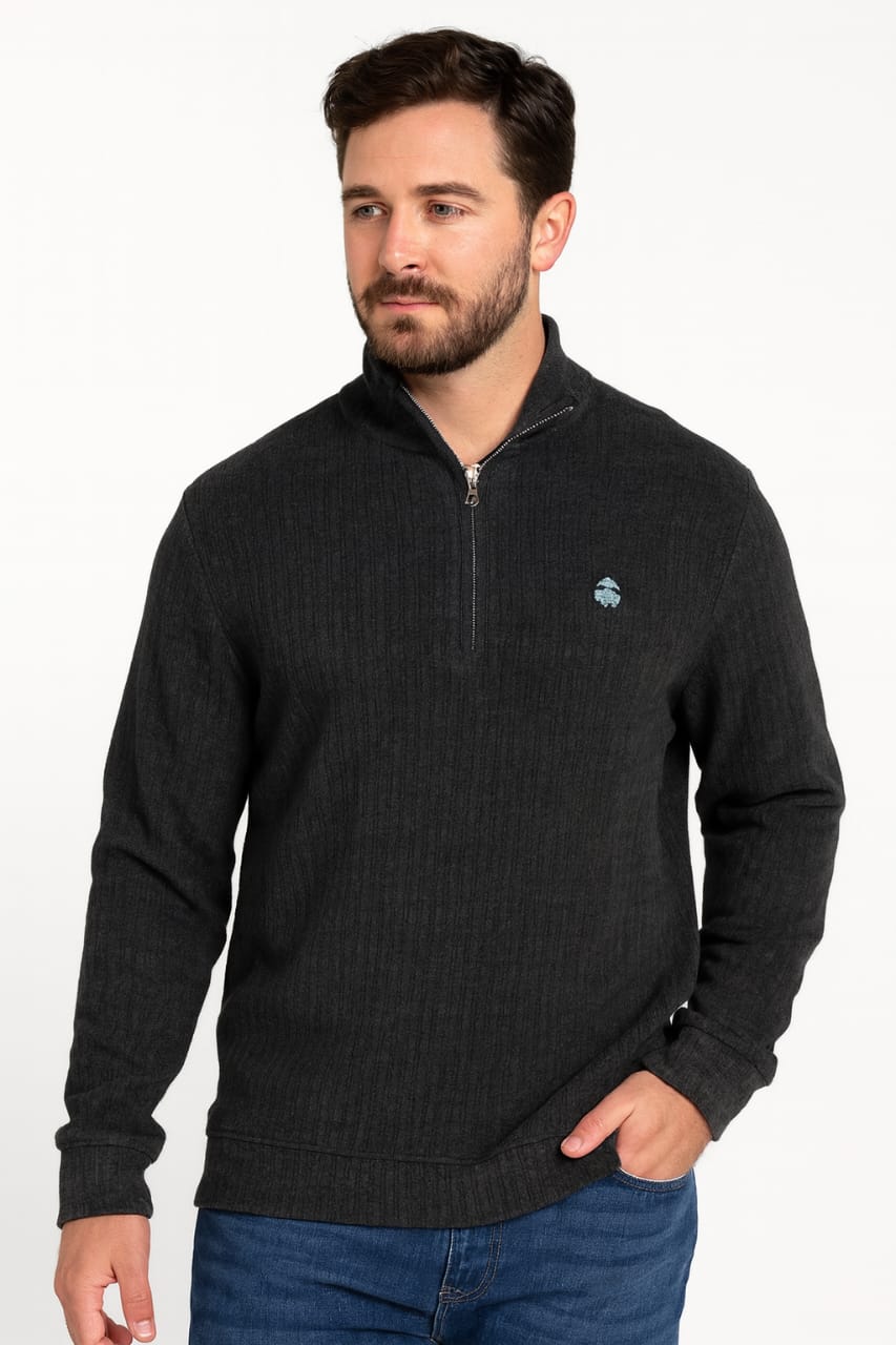 BROOKS BROTHER Quarter Zip Ribbed Pullover Sweater