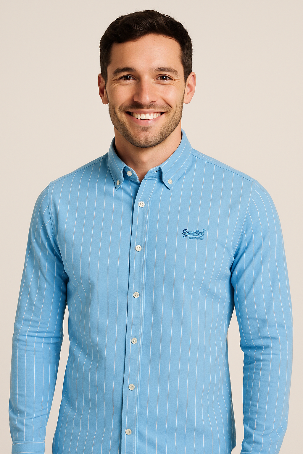 SUPERDRY Azure Wave Classic Fit Long Sleeve Oxford Shirt