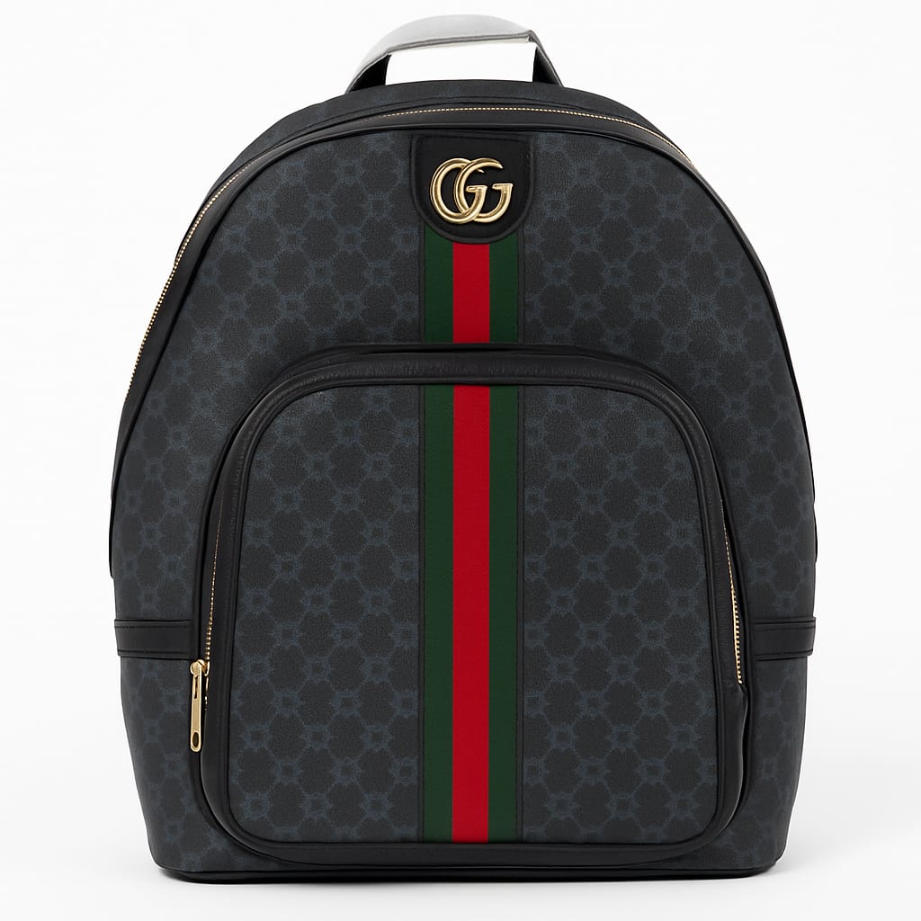 Gucci GG Monogram Backpack with Web Stripe