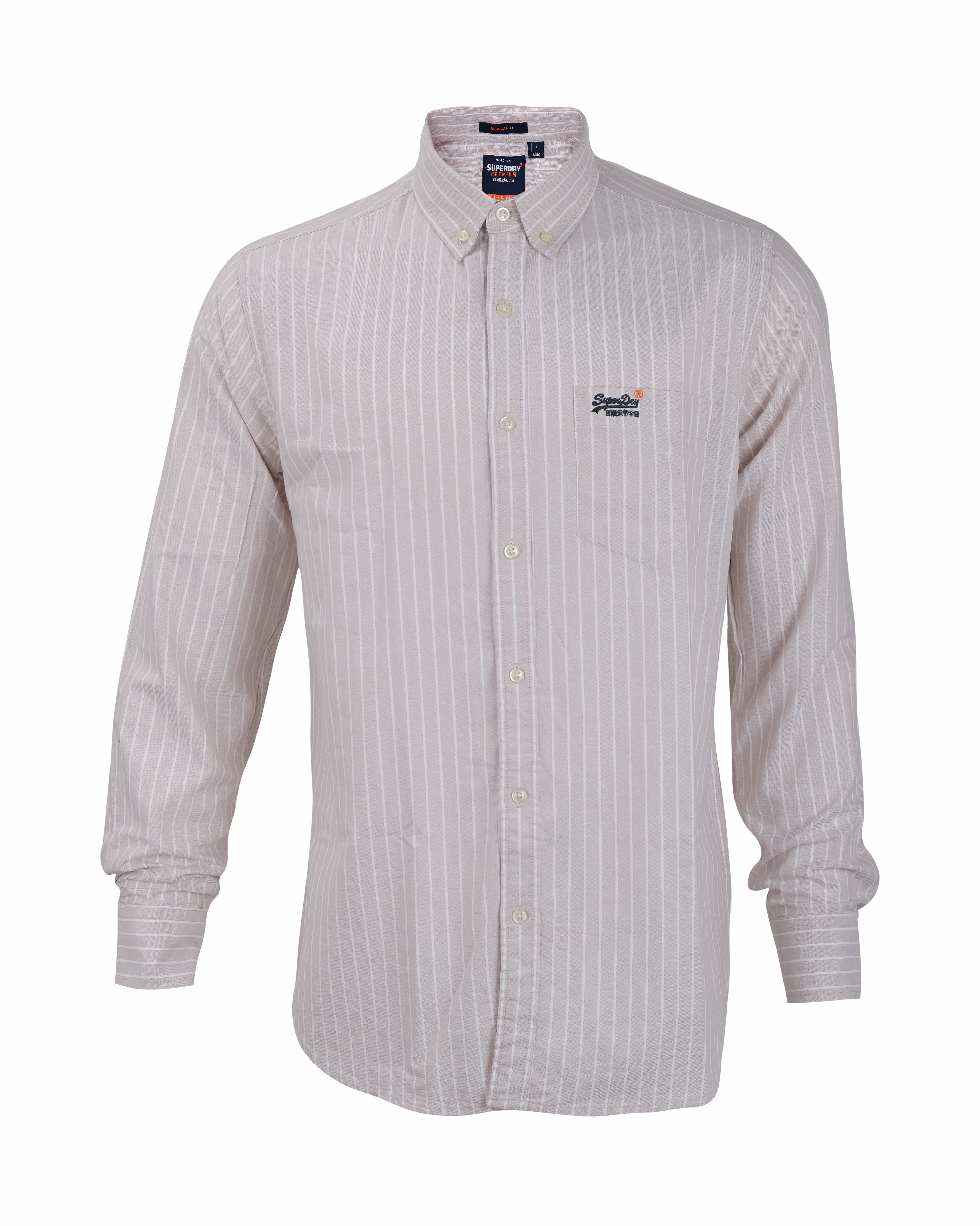 SUPERDRY Whispering Cream Classic Fit Long Sleeve Oxford Shirt