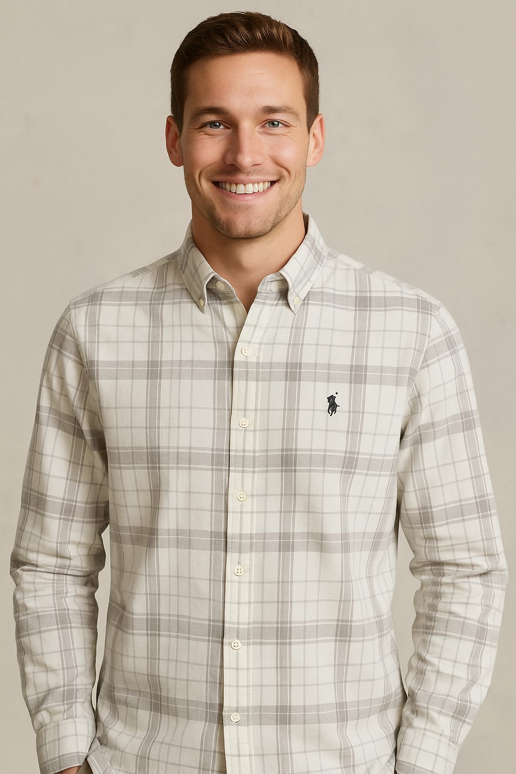 POLO RALPH LAUREN Driftwood Beige Tailored Fit Long Sleeve Button-Down Shirt